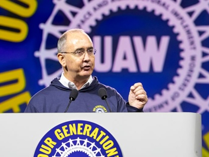 United Auto Workers President Shawn Fain speaks as the UAW holds its constitutional convention.
