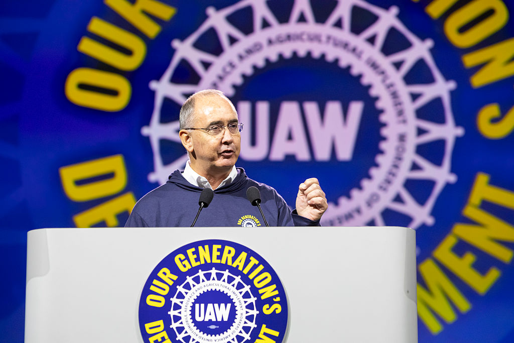 United Auto Workers President Shawn Fain speaks as the UAW holds its constitutional convention.