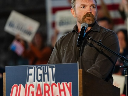 Graham Platner, Maine candidate for US Senate, speaks at a rally in Portland, Maine, on May 25, 2026.