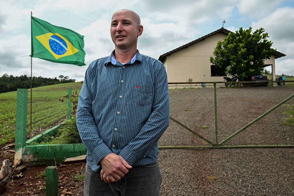 A farmer and Bolsonaro supporter is photographed in Mercedes, Parana state, Brazil. 