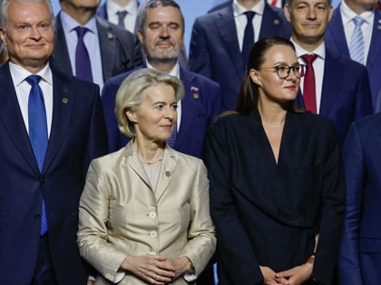 Lithuanian President Gitanas Nauseda, European Commission President Ursula von der Leyen, Ukraine's Prime Minister Yulia Svyrydenko and Polish Prime Minister Donald Tusk pose for a family photo of the Ukraine Recovery Conference (URC 2026) in Gdansk, Poland, on June 25, 2026.