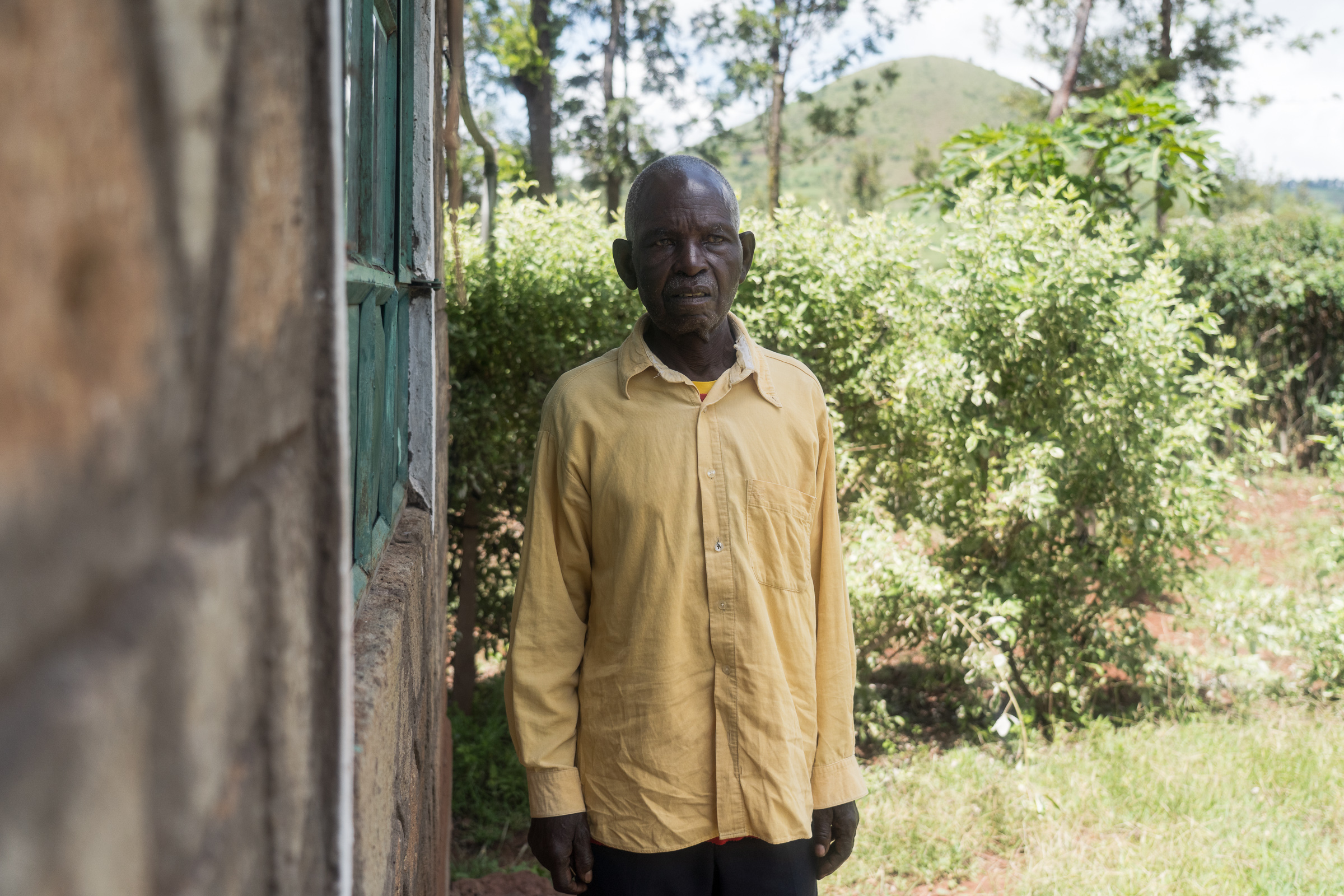 Francis Marete Mboroki outside his home in Meru.
