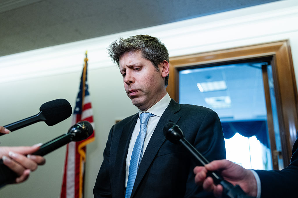 Sam Altman, chief executive officer and cofounder of OpenAI Inc., speaks with members of the media following a meeting with Senator Bernie Sanders, not pictured, on Capitol Hill in Washington, DC, on Wednesday, June 3, 2026.