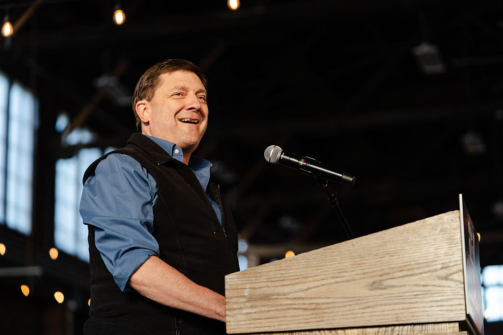 Troy Jackson speaks during a political event in Portland, Maine, on May 25, 2026.