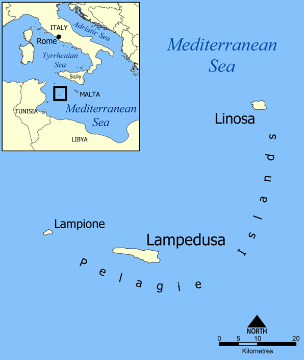 A map of the Pelagian Islands