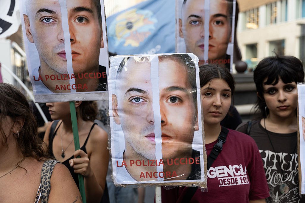 People gather in Naples, Italy, during a demonstration to demand justice for Abderrahim Fakir. 