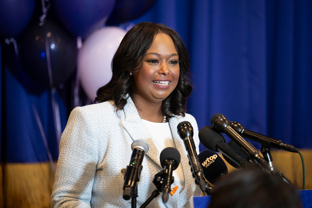 City Councilmember Janeese Lewis George holds a press conference following her victory in the Democratic primary for mayor of Washington, DC.