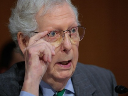 Senator Mitch McConnell speaks during a hearing on Capitol Hill on June 25, 2025.