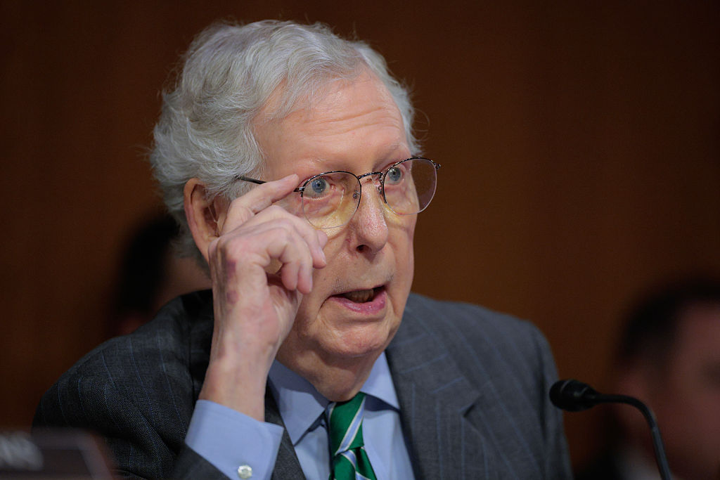 Senator Mitch McConnell speaks during a hearing on Capitol Hill on June 25, 2025.