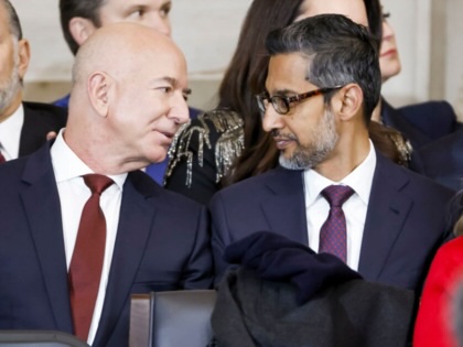 Jeff Bezos and Sundar Pichai attend the 2025 inauguration of Donald Trump.