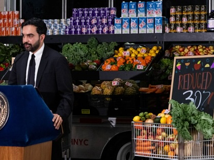 Zohran Mamdani speaks during an announcement on municipal grocery stores in Brooklyn on July 27, 2026. 