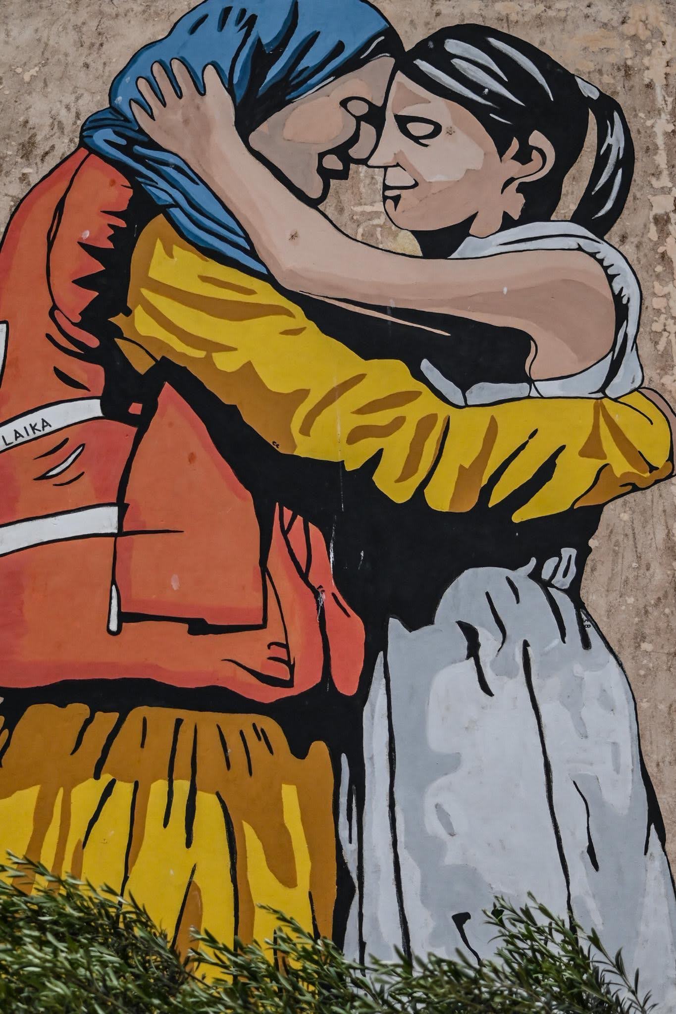 A mural in the Garden of the Just in Lampedusa. 