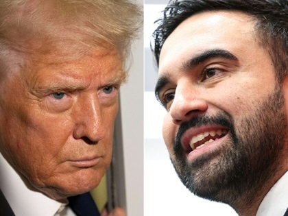 This combination of pictures created on November 19, 2025, shows US President Donald Trump aboard Air Force One on October 24, 2025 (left), and then New York City Mayor-elect Zohran Mamdani in New York City, on November 12, 2025.