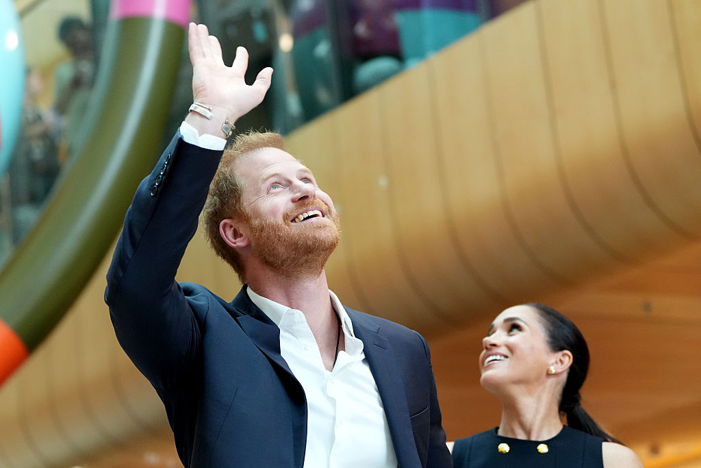 Prince Harry, Duke of Sussex waves to children and their families during a visit to the Royal Children’s Hospital on April 14, 2026, in Melbourne, Australia.