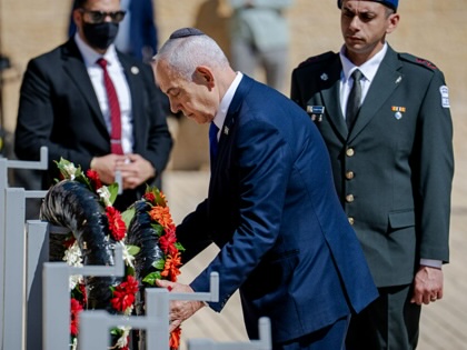 Benjamin Netanyahu attends a wreath laying ceremony in Jerusalem on April 14, 2026.