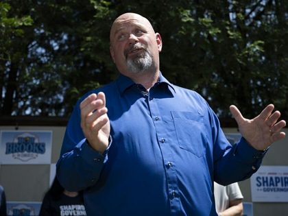 Congressional candidate Bob Brooks speaks during a campaign event ahead of a primary election in Bethlehem, Pennsylvania, on May 17, 2026.