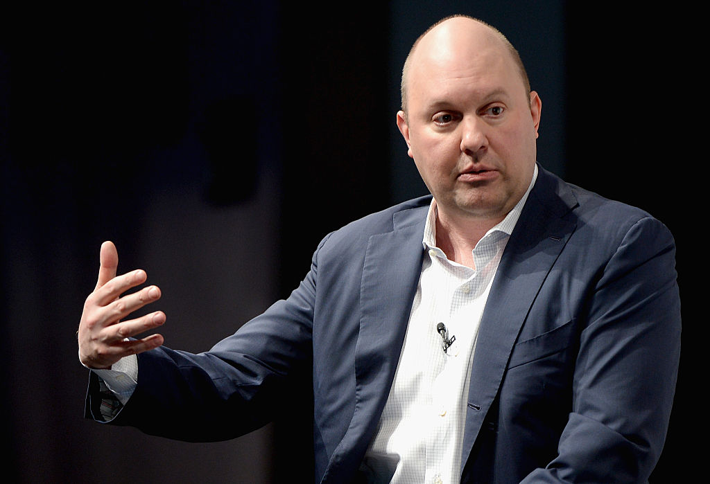 Venture capitalist Marc Andreessen speaks during the Vanity Fair New Establishment Summit in San Francisco, California, on October 8, 2014.
