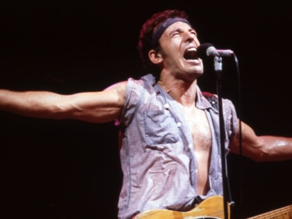 Bruce Springsteen during his "Born In The USA Tour" on July 30, 1984, at Joe Louis Arena in Detroit, Michigan.