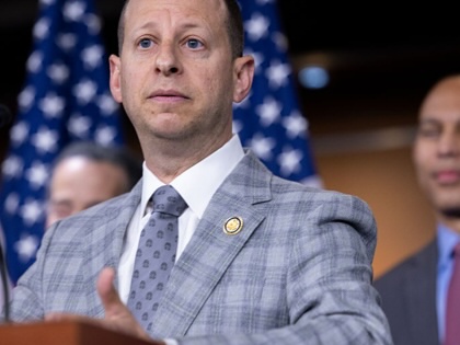 Jared Moskowitz speaks at a press conference alongside Hakeem Jeffries  in Washington, DC, on September 8, 2025. 