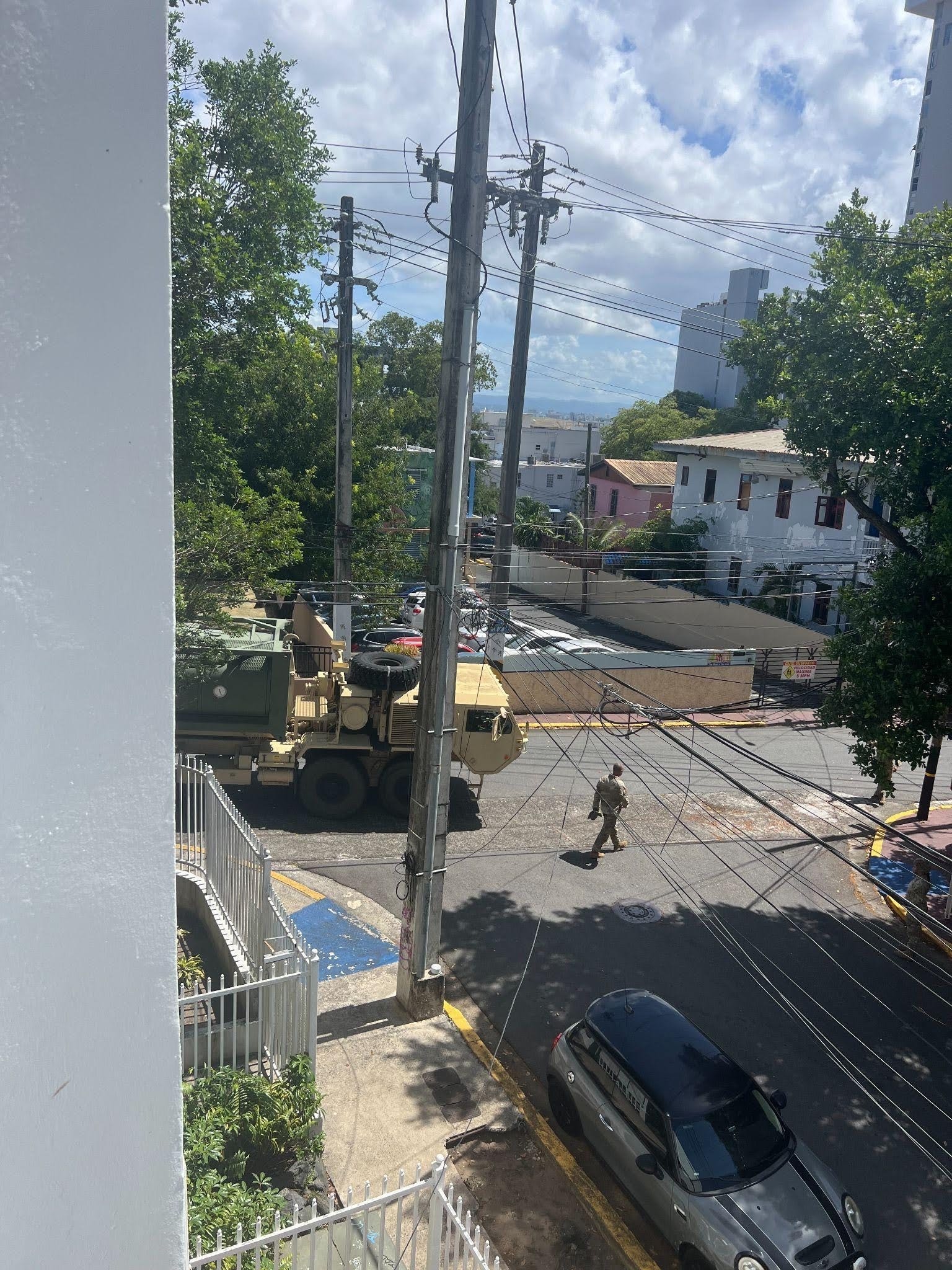 The National Guard distributes water in Santurce, San Juan, on June 16, 2026.