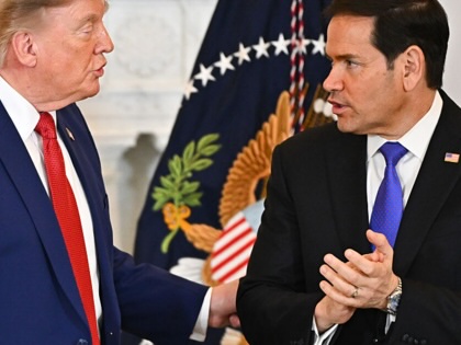 Donald Trump and Marco Rubio speak during an American mining industry roundtable at the State Department in Washington, DC, on August 7, 2026. 