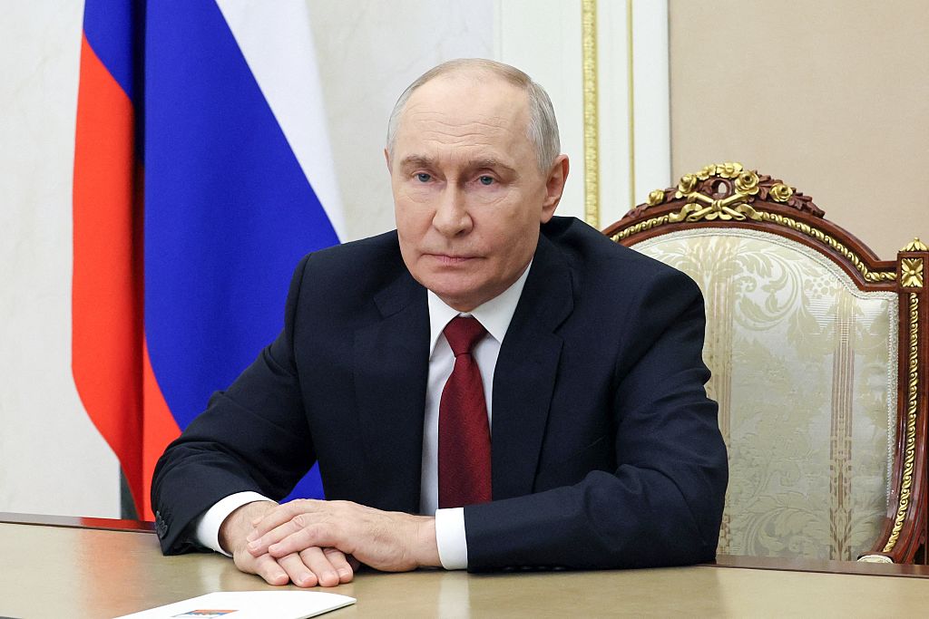 Vladimir Putin delivers a televised address to the nation ahead of the parliamentary election, from Moscow. 