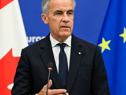 Canadian Prime Minister Mark Carney delivers a speech in the hemicycle of the European Parliament in Strasbourg, eastern France, as part of a trip during which he welcomed a proposal by the European Commission president for Canada to become the EU's first associate member, on September 17, 2026.