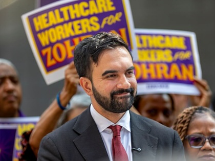 Zohran Mamdani speaks during a press conference outside of the Jacob K. Javits Federal Building in Manhattan on August 7, 2025.