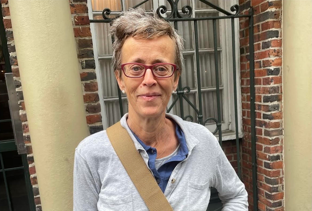 A photograph of historian Frances Stonor Saunders