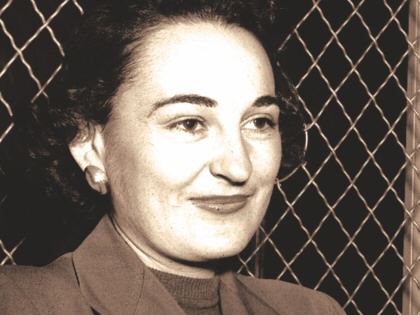 An archival photograph of anti-apartheid intellectual-activist Ruth First