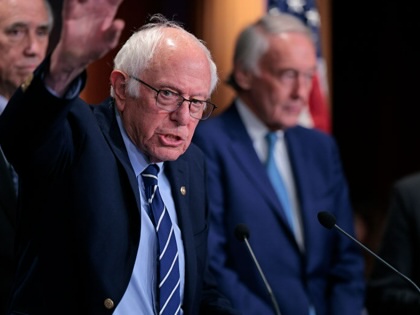 Senate Health, Education, Labor and Pensions Committee ranking member Bernie Sanders (I-VT) (2nd L) holds a news conference with (L-R) Sen. Jeff Merkley (D-OR), Sen. Edward Markey (D-MA) and Sen. Peter Welch (D-VT) on the 29th day of the federal government shutdown at the US Capitol on October 29, 2025, in Washington, DC.