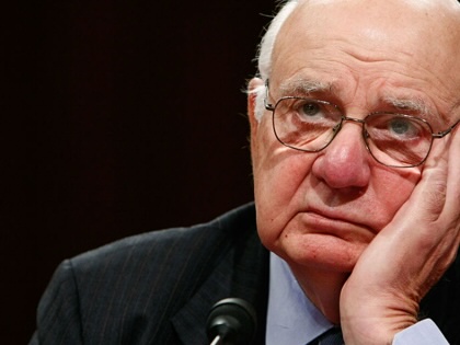Paul Volcker attends a meeting of the Joint Economic Committee on May 14, 2008, in Washington, DC.  