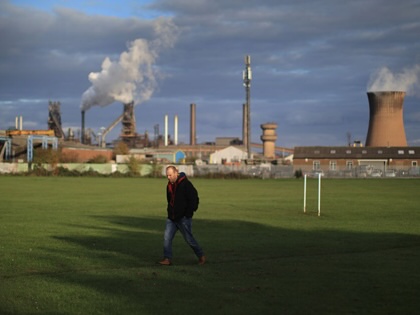 A view of the Tata Steel processing plant on October 19, 2015, in Scunthorpe, England.