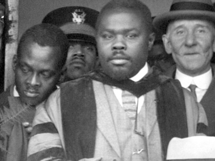 Marcus Garvey during the renaming of the ship from the “General G. W. Goethals” to the S.S Booker T. Washington.
