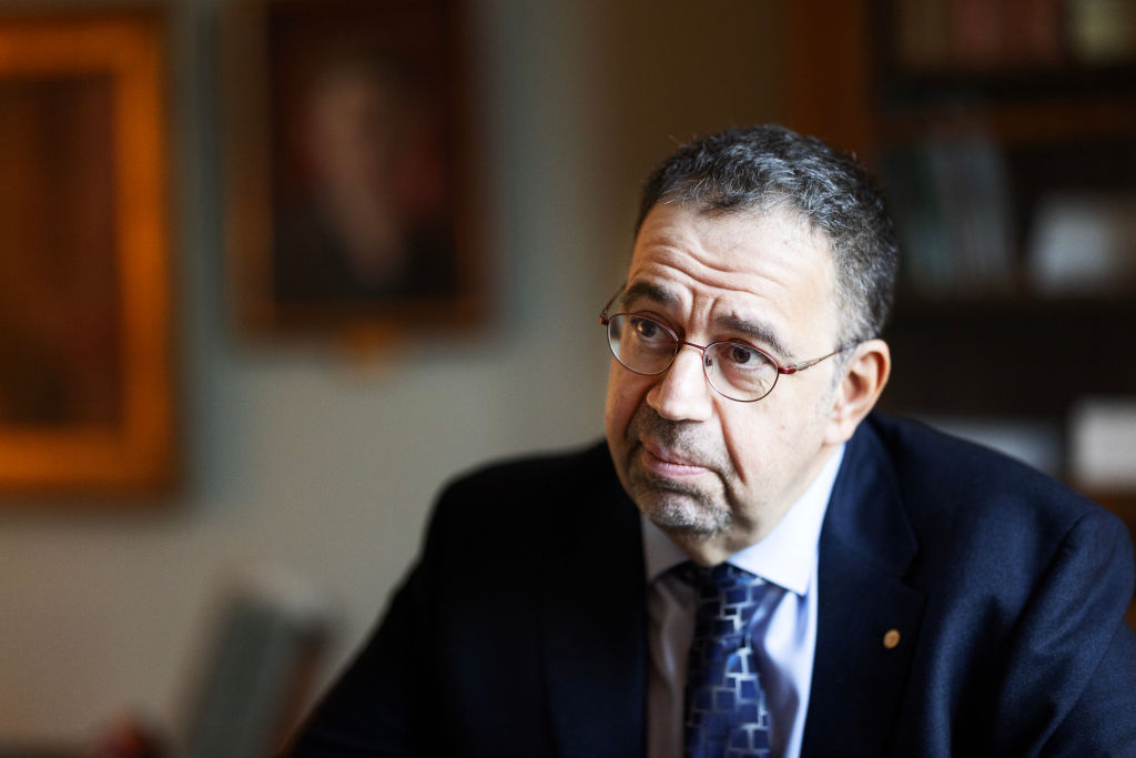 Daron Acemolu is interviewed on December 7, 2024, in Stockholm Sweden.