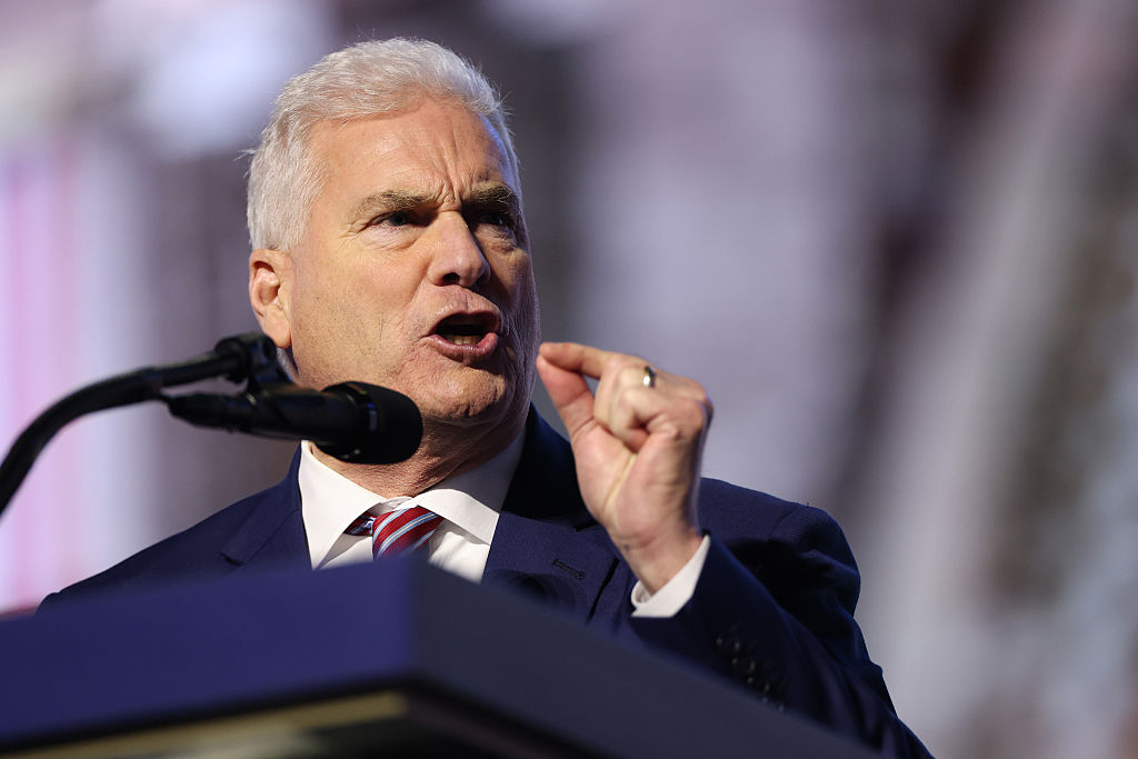 House Majority Whip Rep. Tom Emmer speaks on the first day of the 2026 Republican National Convention at the American Airlines Center on September 9, 2026 in Dallas, Texas.